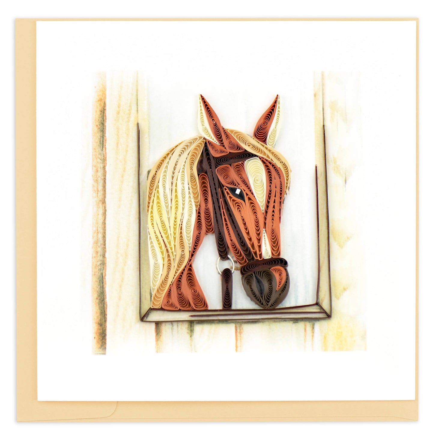 Quilled Greeting Card, "Horse in Stable"