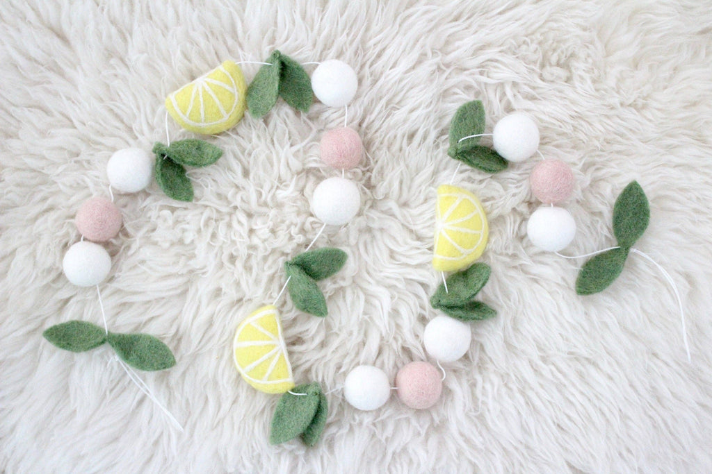 Lemons & Leaves Felt Ball Garland