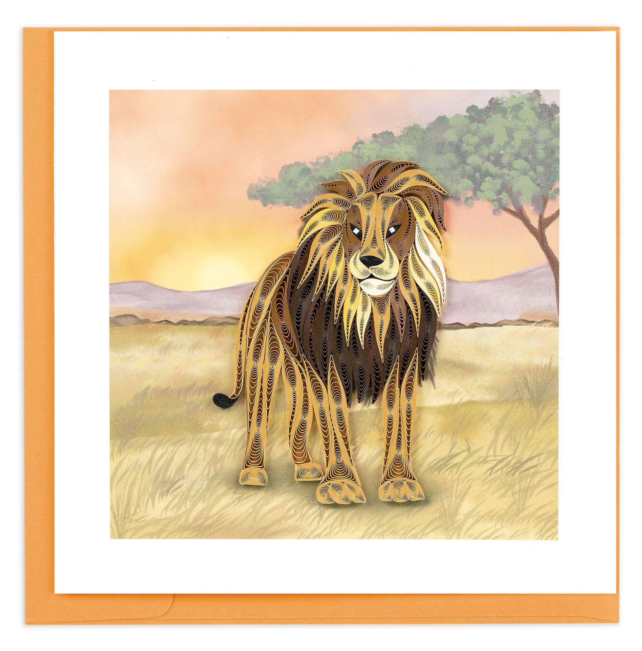Quilled Greeting Card, "Savanna Lion"