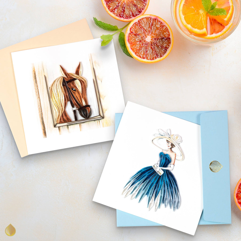Quilled Greeting Card, "Horse in Stable"