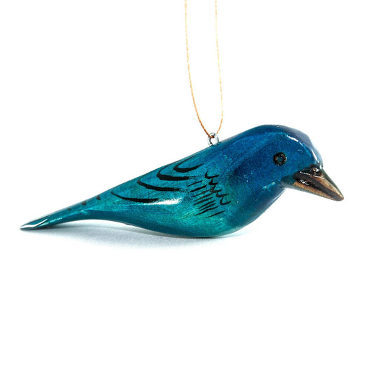 Indigo Bunting Wood Ornament