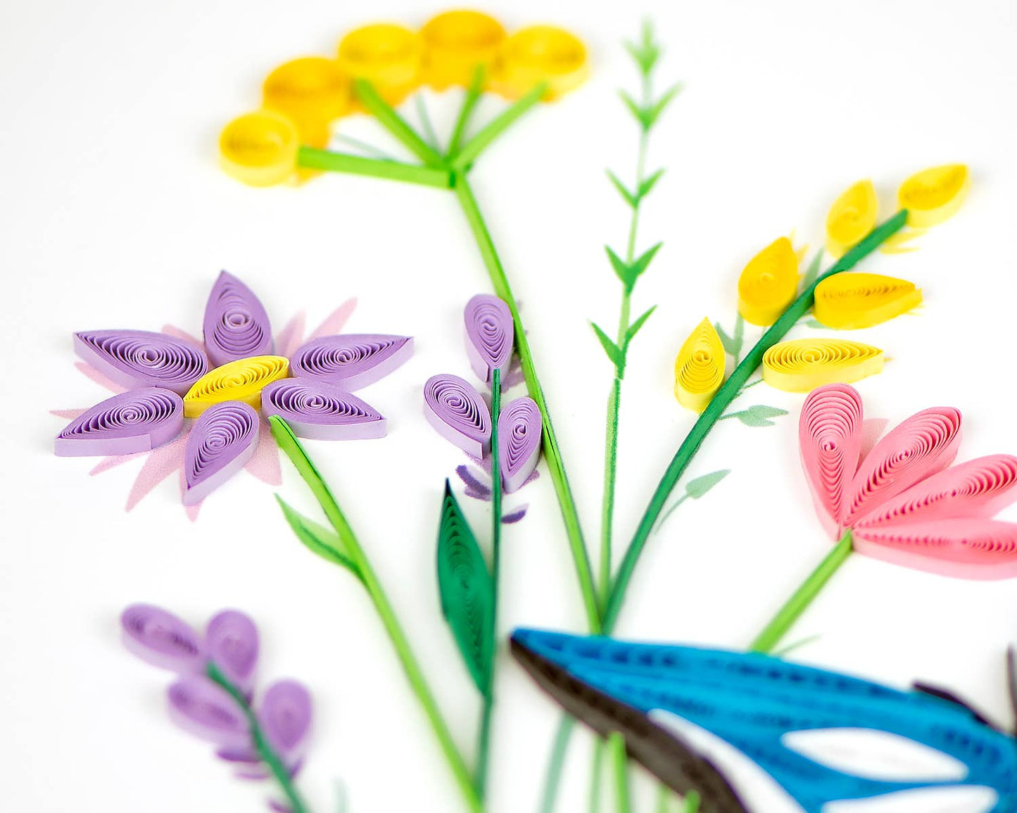 Quilled Greeting Card, "Butterfly & Wildflowers"