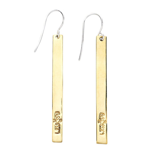 Earrings hanging bar peace brass 2.5L br