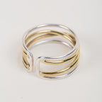 Ring crossing spiral bombshell .5W silver/brass