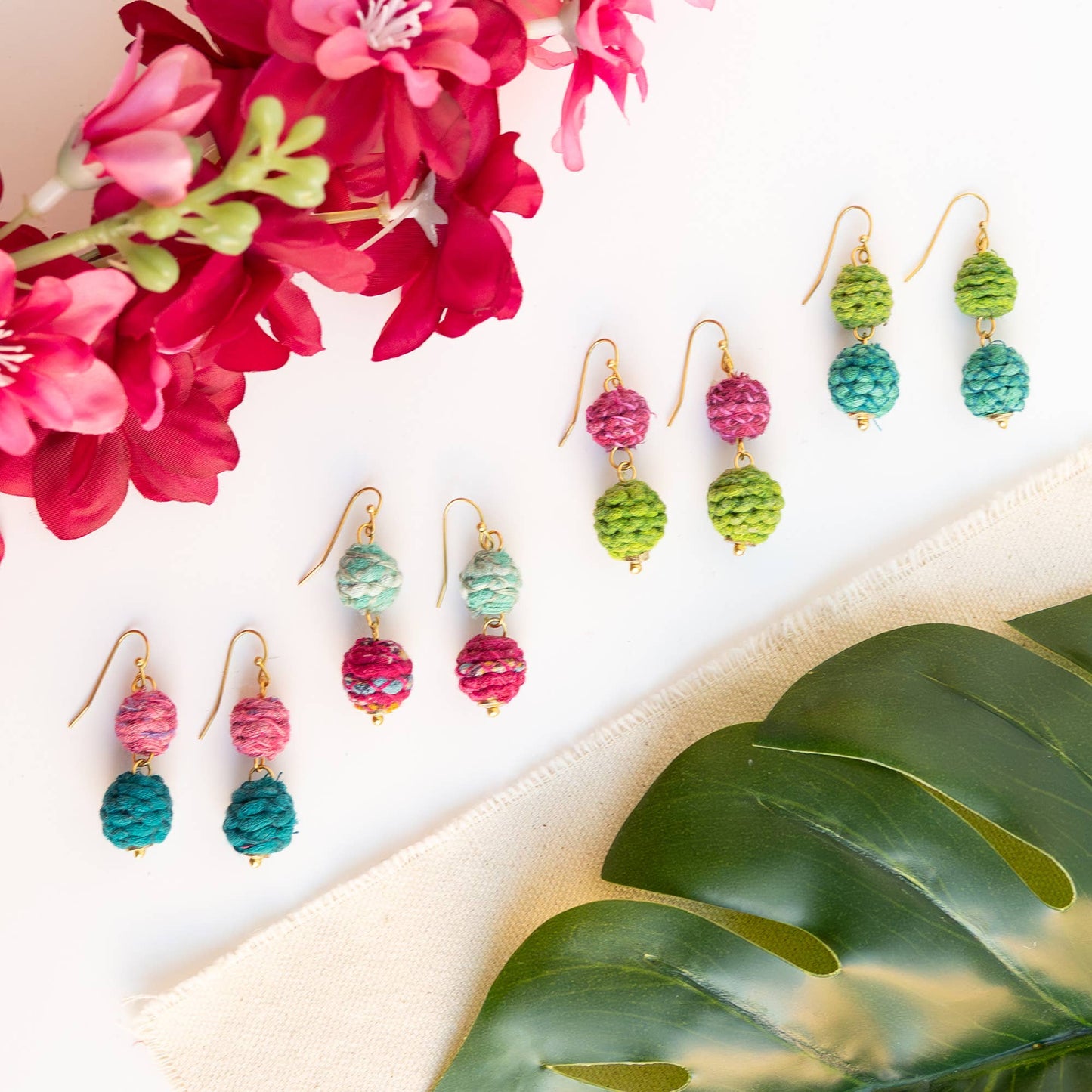 Threaded Kantha Drop Earrings - Bloom