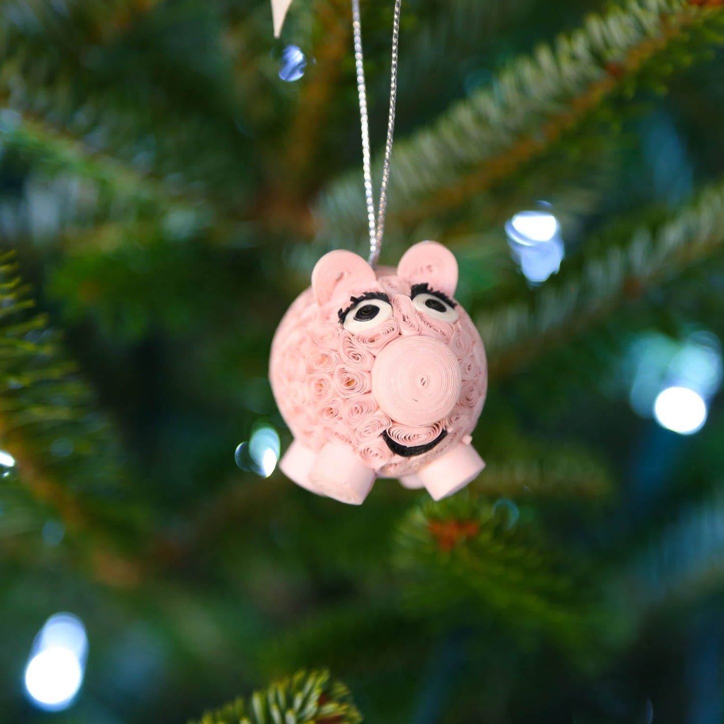 Ornament pig M/3 quilled ppr 2L pink