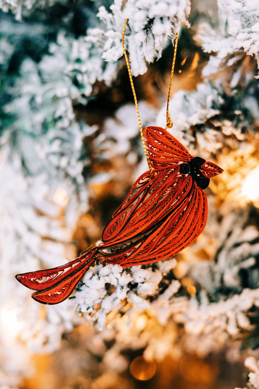 Ornament cardinal M/3 quilled paper 3.5L red