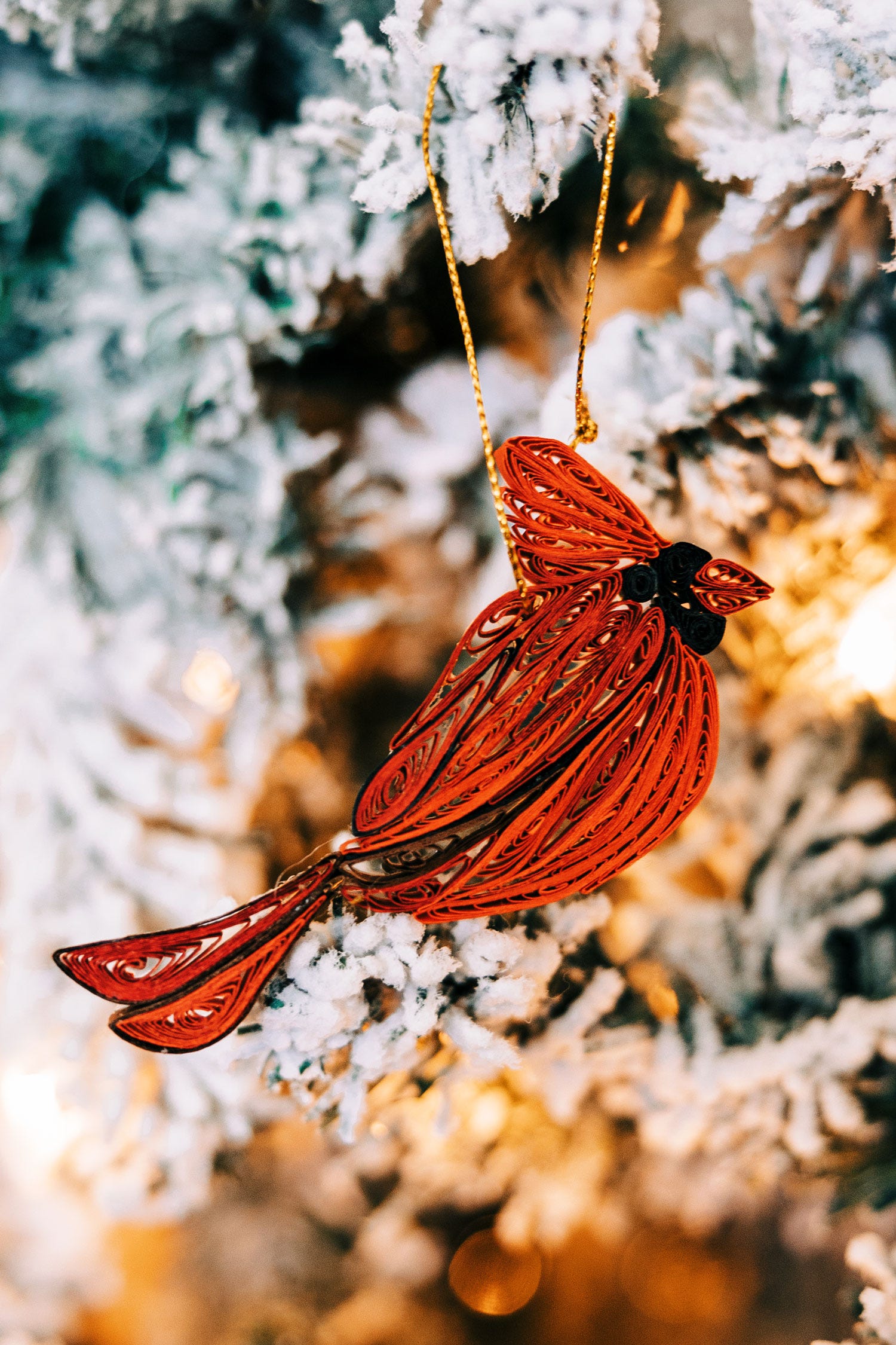 Ornament cardinal M/3 quilled paper 3.5L red