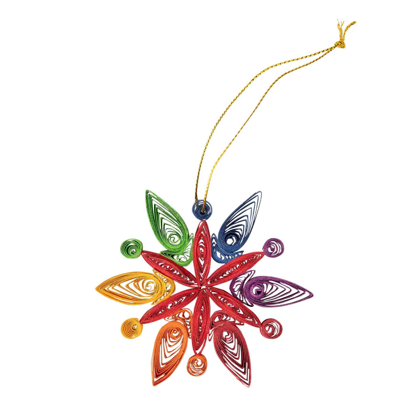 Ornament 6 pt snowflake M/3 quilled ppr 3D multi