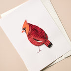 Card cardinal M/3 quilled paper 5x7 white/red