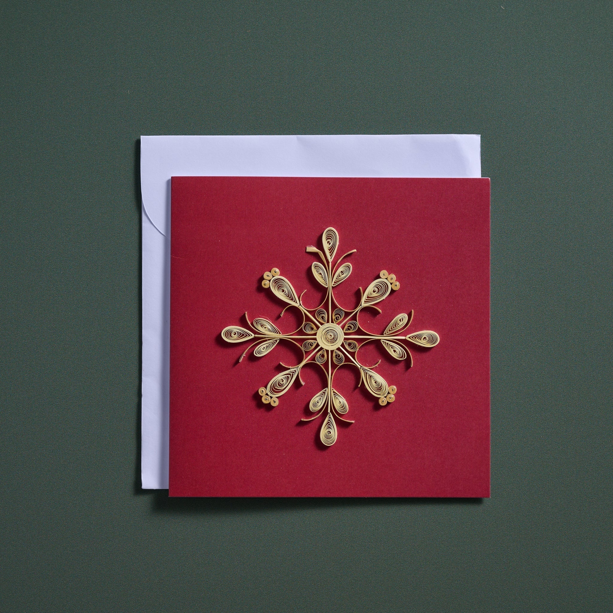Card snowflake M/3 quilled paper 5.5sq rd/crm/tan