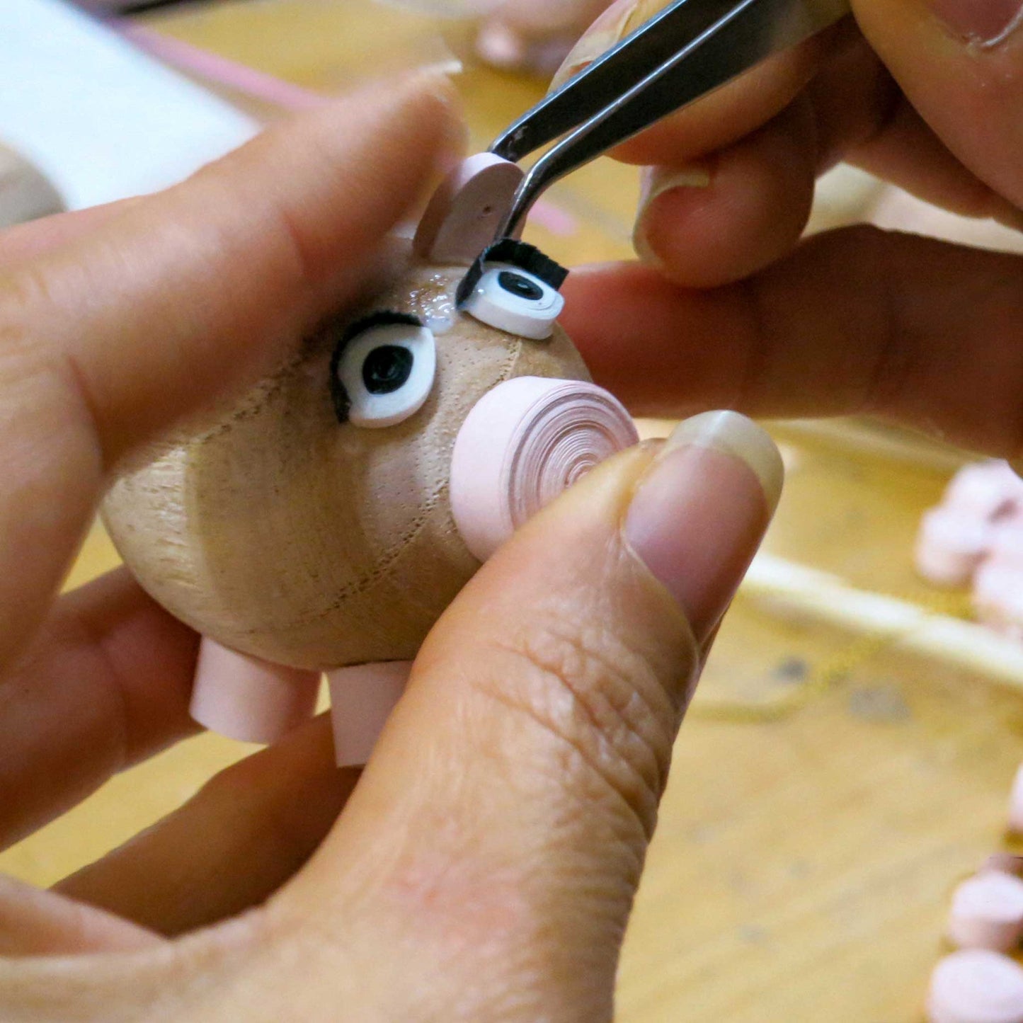 Ornament pig M/3 quilled ppr 2L pink