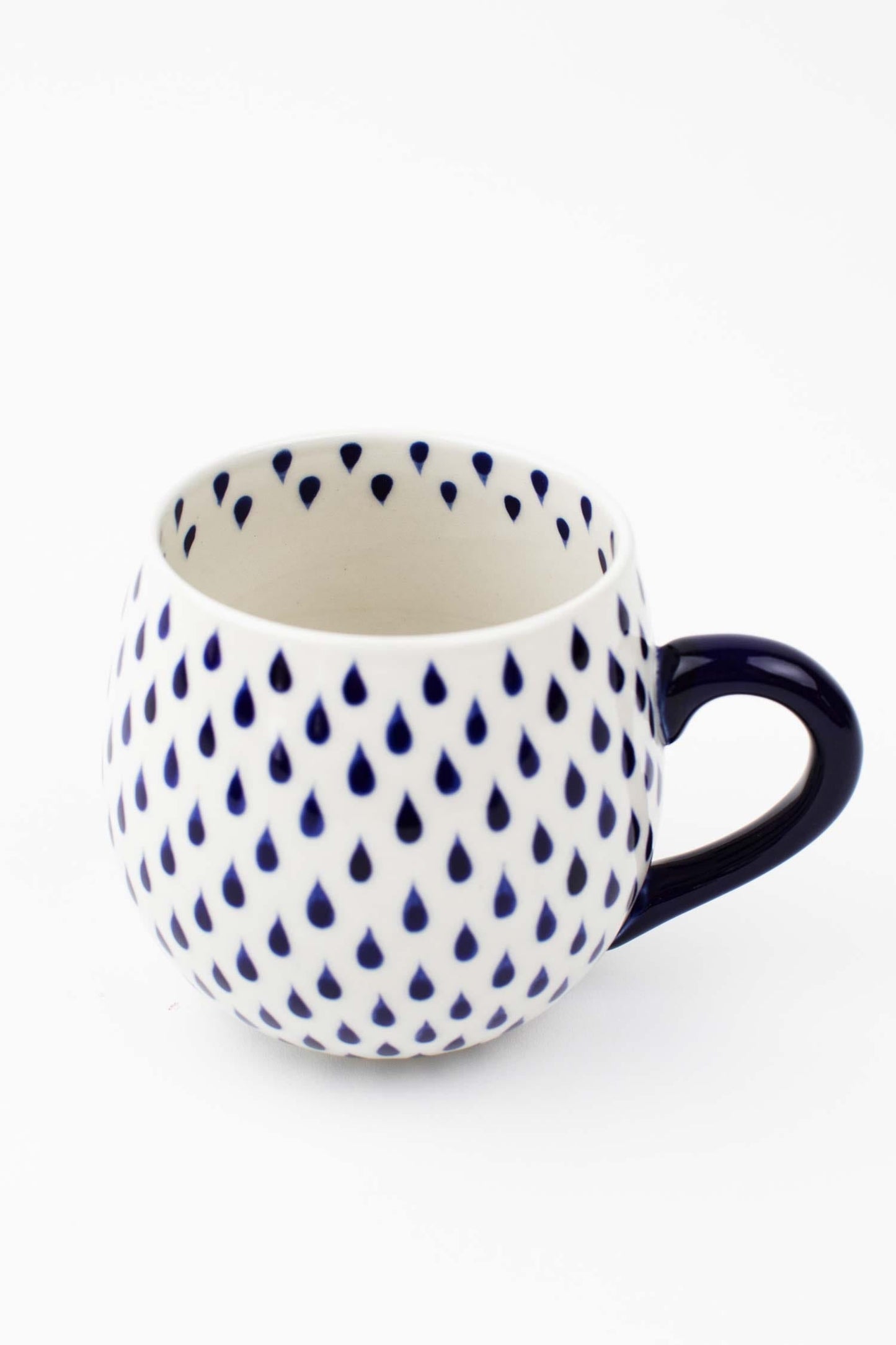Mug raindrops f/13oz ceramic 4Dx4H white/blue