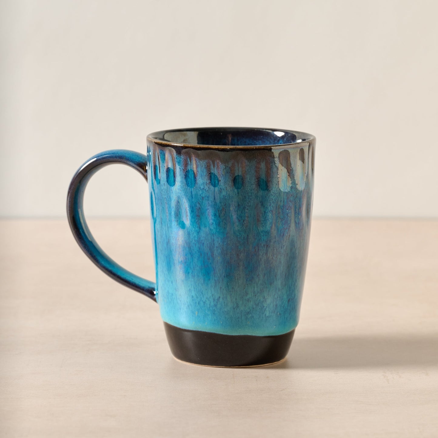 Mug drip ombre textiru f/14oz cer 3.5Dx5H blu/blk
