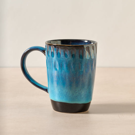 Mug drip ombre textiru f/14oz cer 3.5Dx5H blu/blk