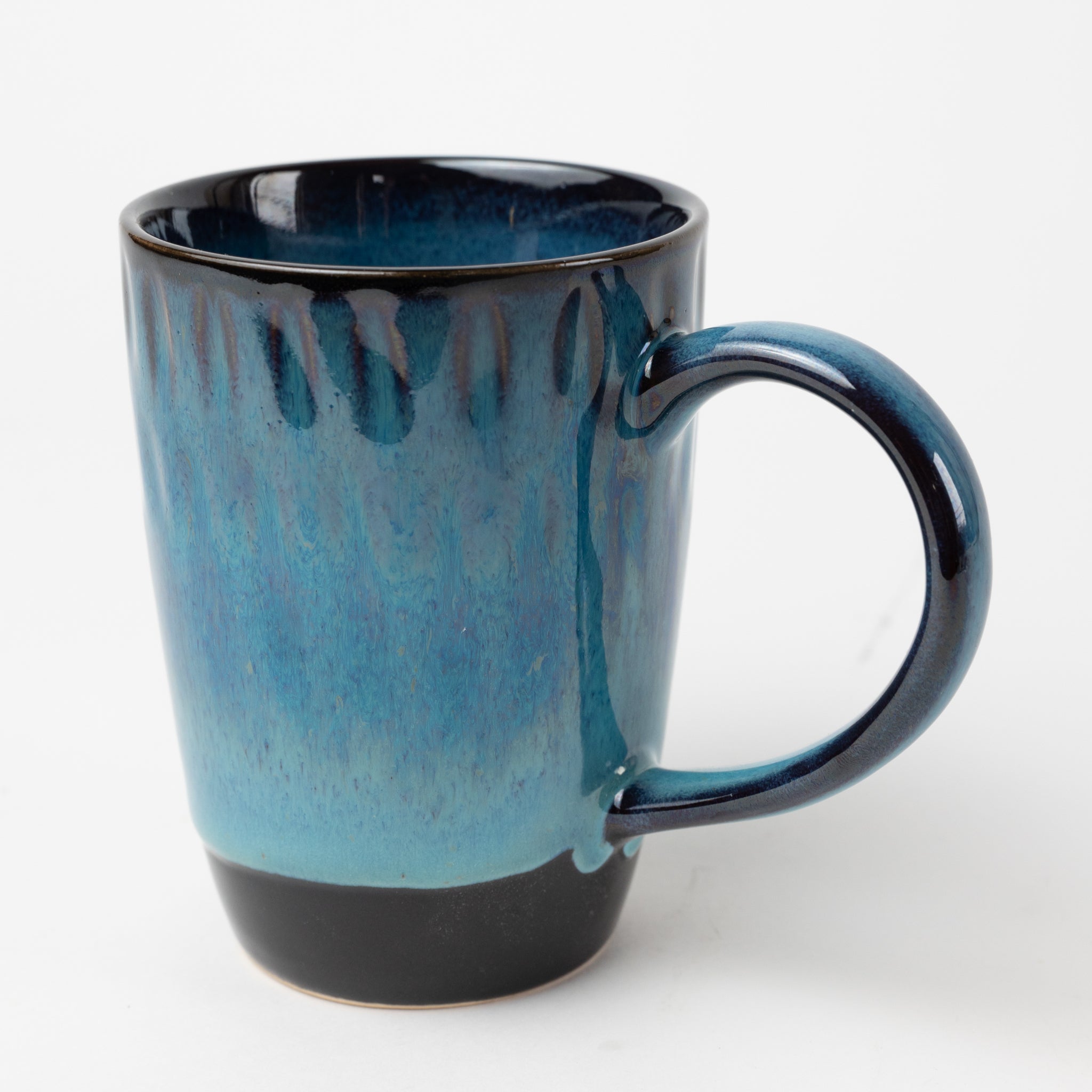 Mug drip ombre textiru f/14oz cer 3.5Dx5H blu/blk