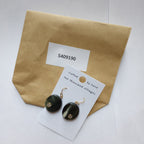 Earrings oval horn w/rhinestone 105L blk/gray/gold