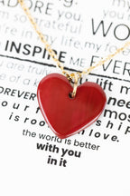 Necklace heart pend encouraging words horn 17L red