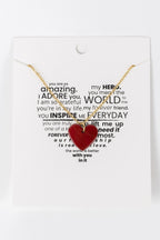 Necklace heart pend encouraging words horn 17L red
