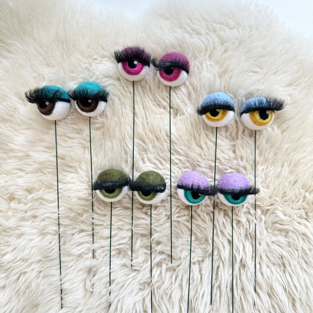 Felt Planter Eyeballs with Eyelashes 