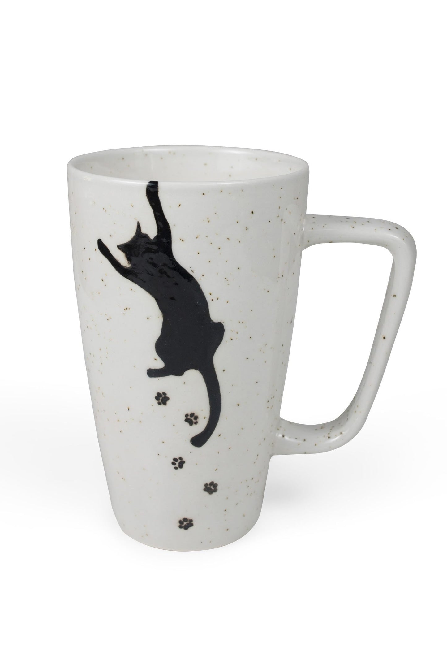 Mug cat/prints f/16oz speckled cer 6H white/black