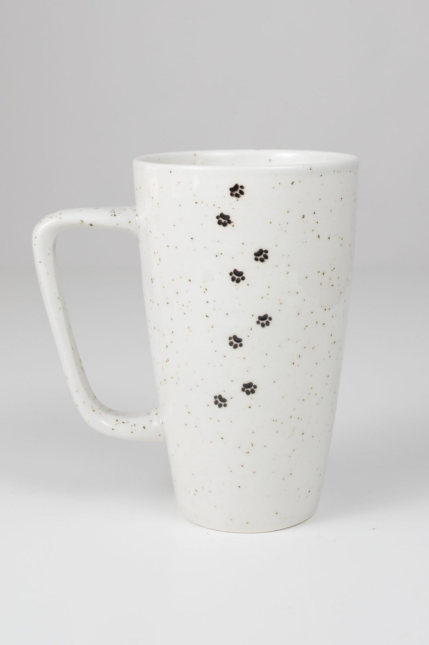 Mug cat/prints f/16oz speckled cer 6H white/black
