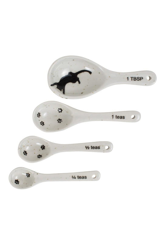 Spoons measuring s/4 cat prints cer 5L white/black