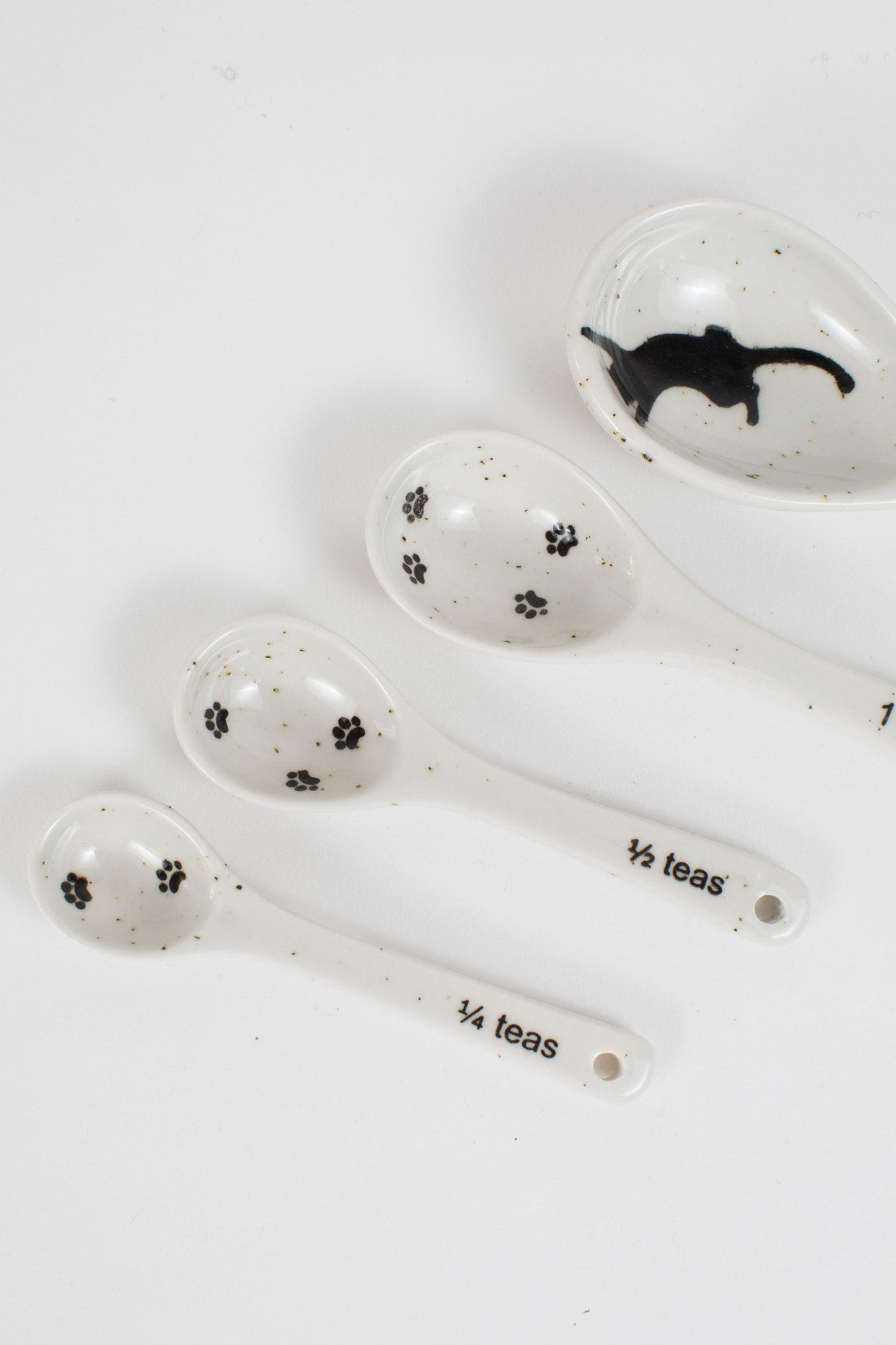 Spoons measuring s/4 cat prints cer 5L white/black