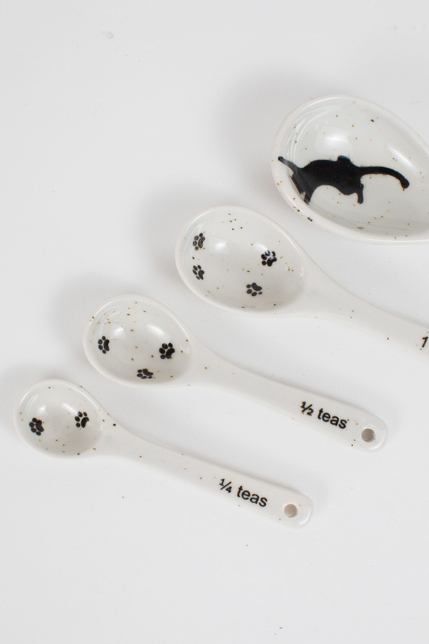 Spoons measuring s/4 cat prints cer 5L white/black