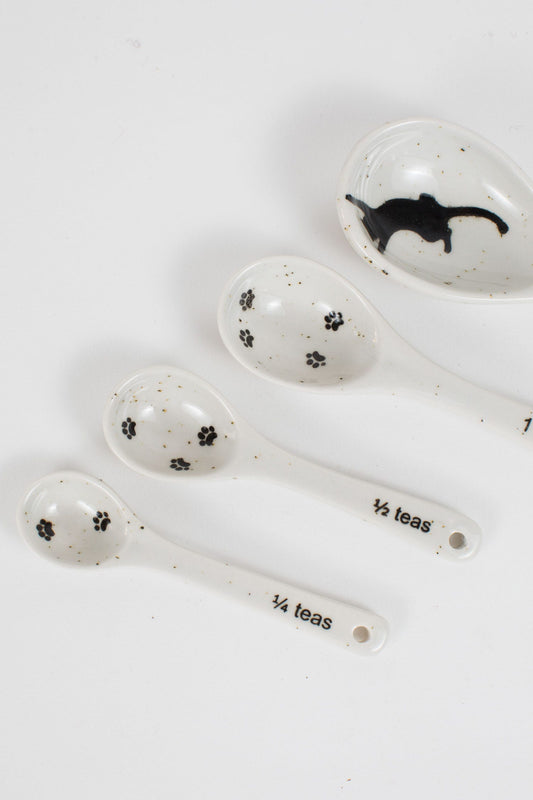 Spoons measuring s/4 cat prints cer 5L white/black