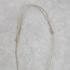 Necklace 3 crcl pend horn/cord 36L tan/cream/blue