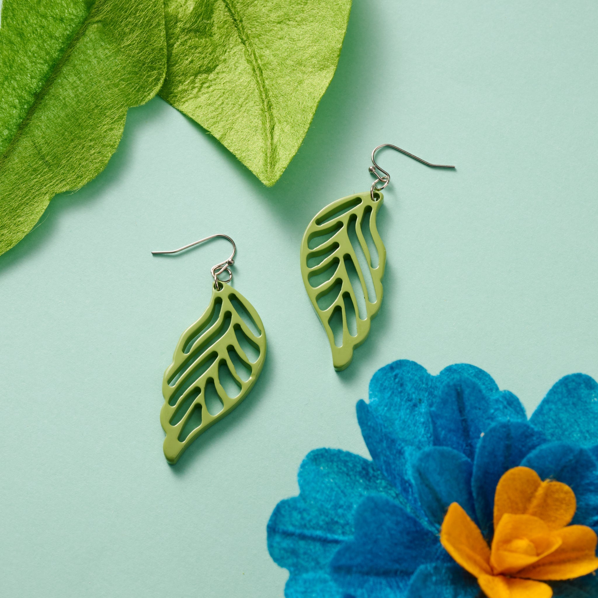 Painted Bodhi Leaves Earrings