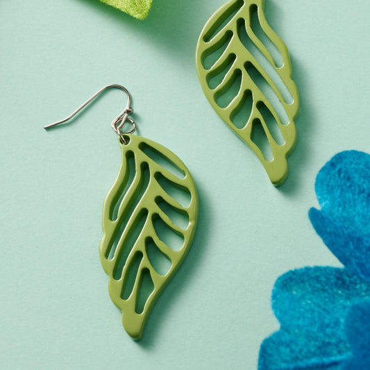 Painted Bodhi Leaves Earrings