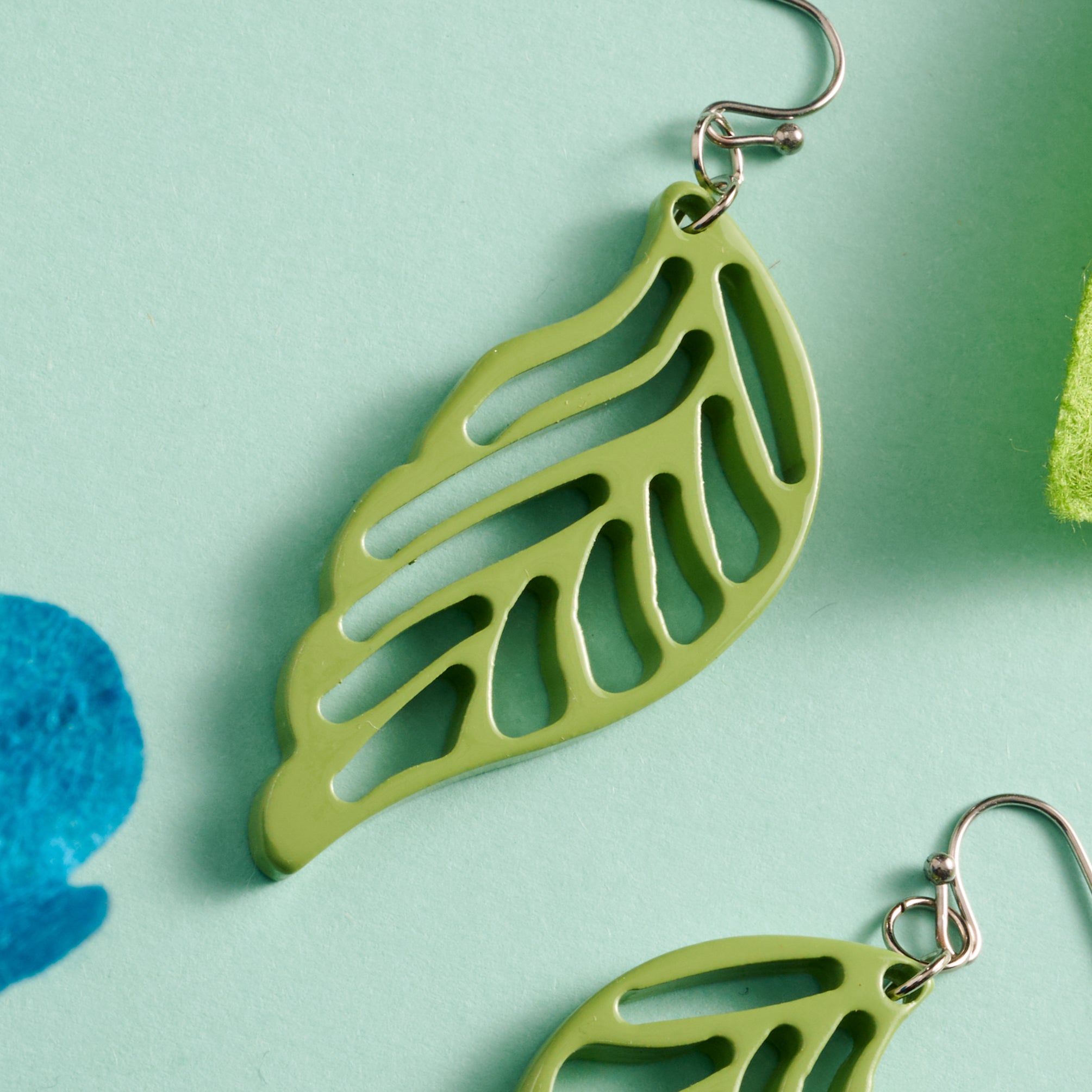 Painted Bodhi Leaves Earrings