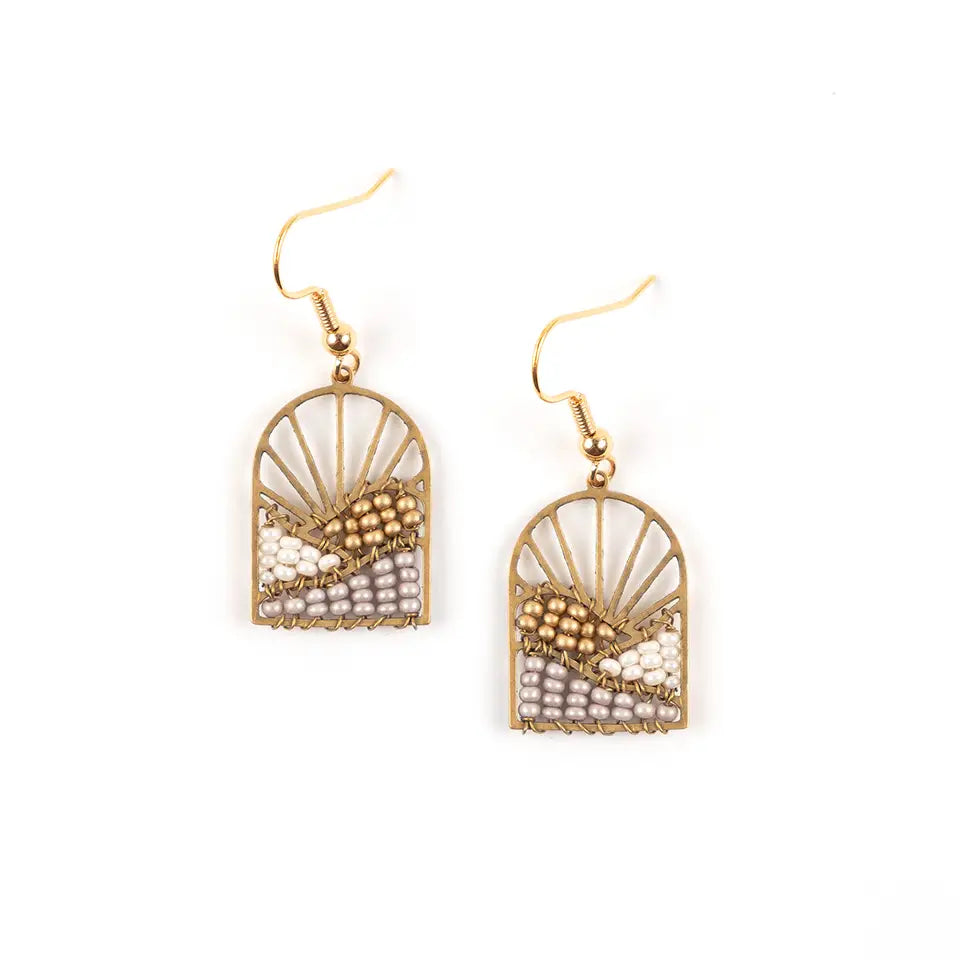 Earrings, Sunrise Brass and Bead