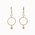 Small Green Bezel Drop Earring
