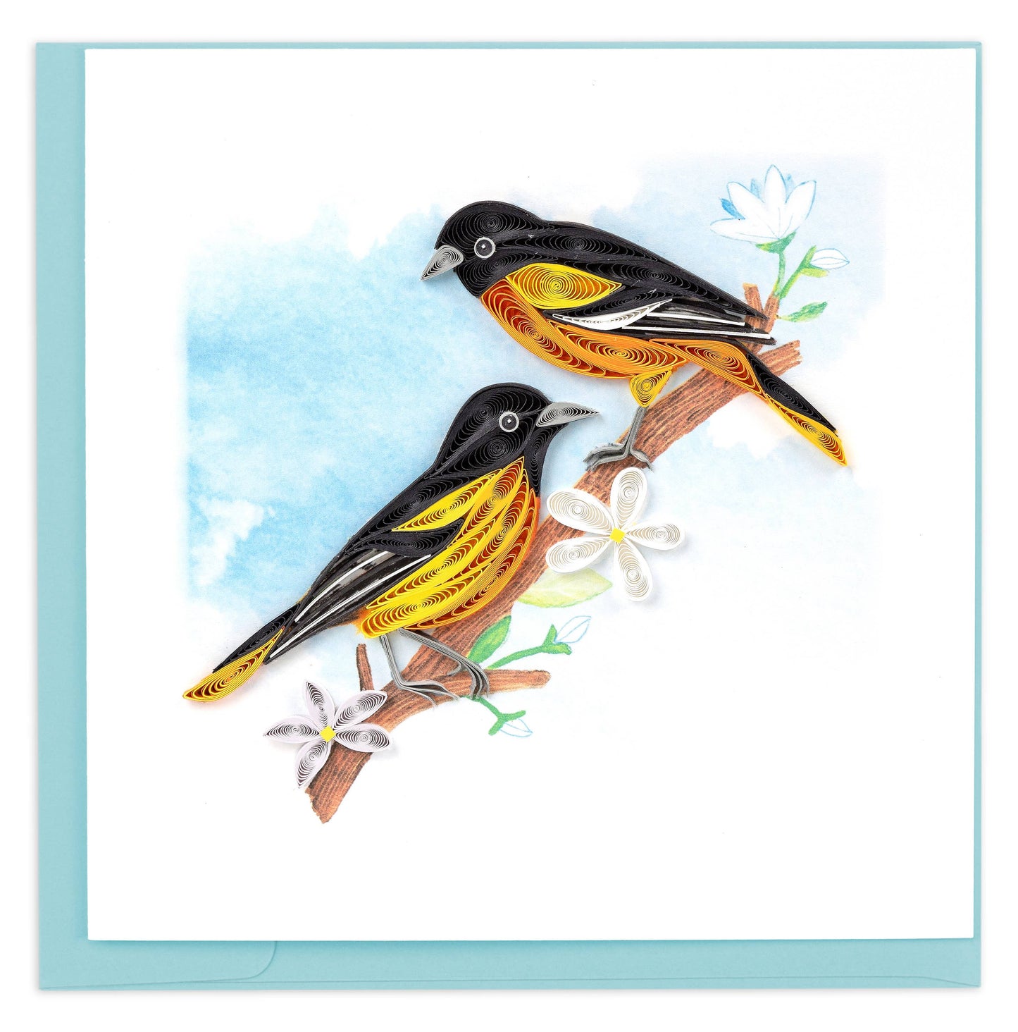 Quilled Greeting Card, "Baltimore Oriole Birds"