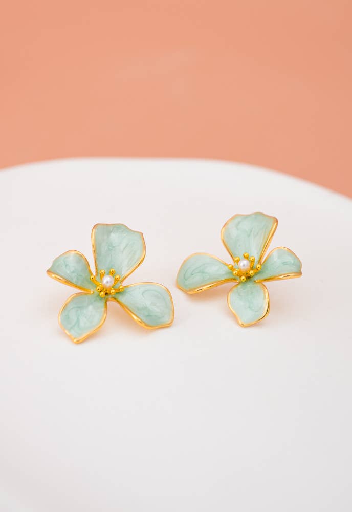 "Hope in Bloom" Flower Earrings in Mint