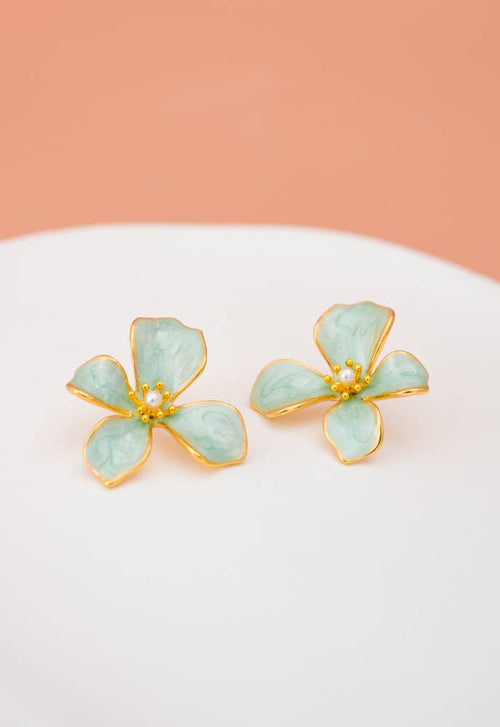 "Hope in Bloom" Flower Earrings in Mint