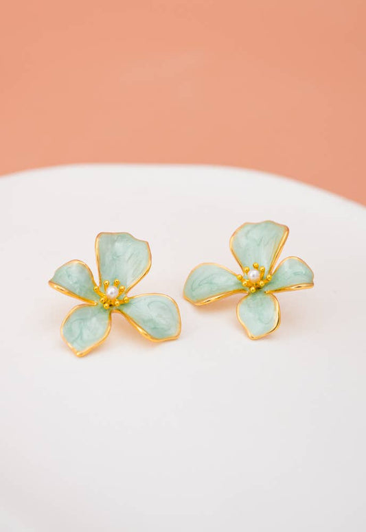 "Hope in Bloom" Flower Earrings in Mint