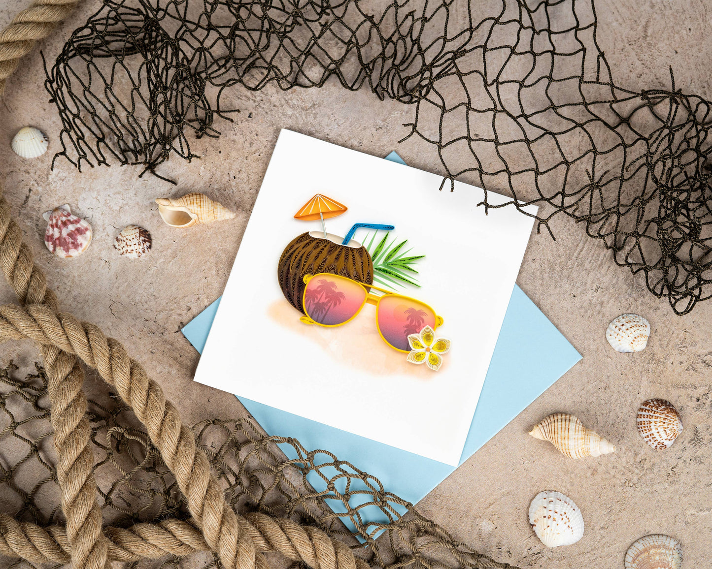 Quilled Greeting Card, "Tropical Summer"