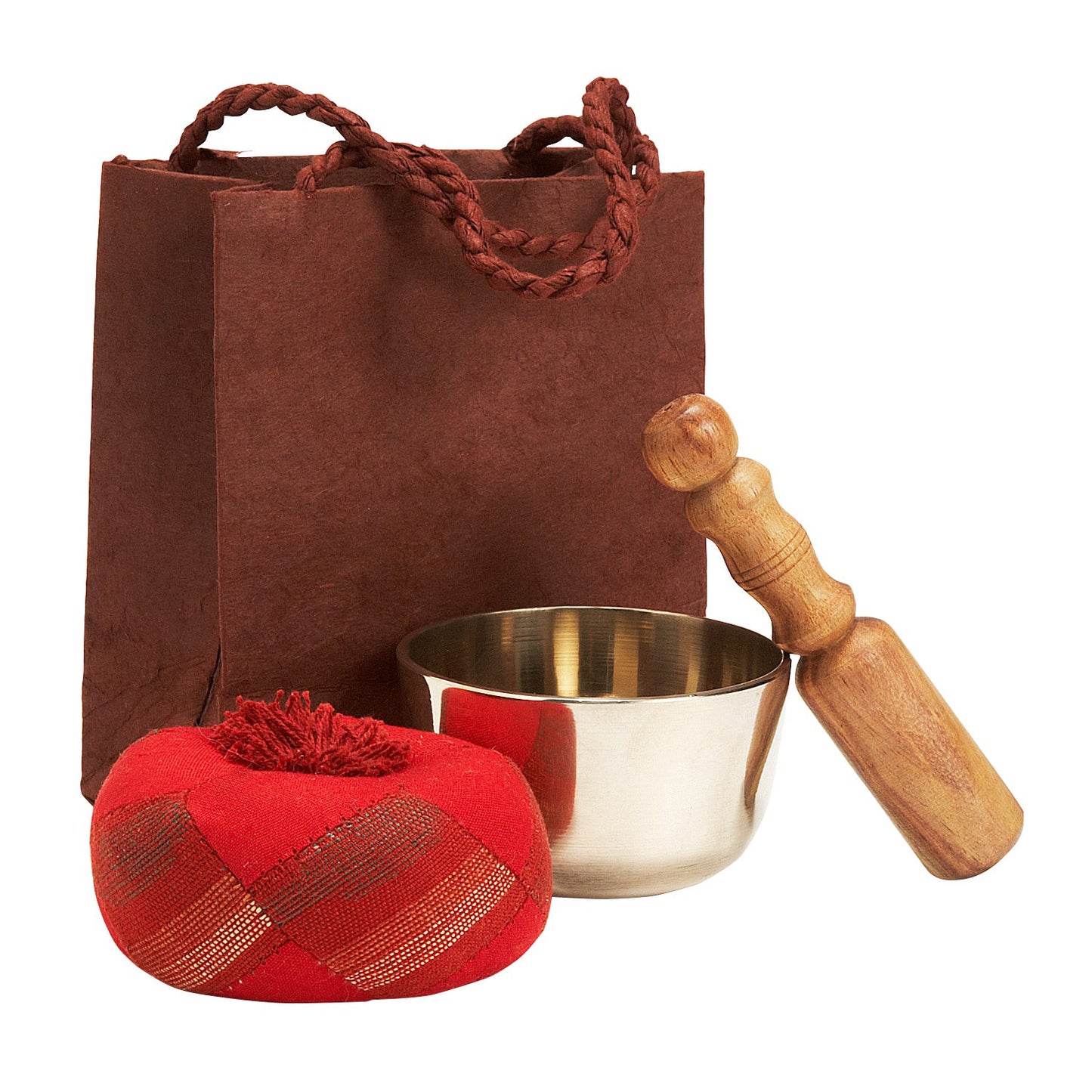 Singing bowl w/stick/bag/pillow 3D red/rust