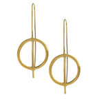 Earrings circle w/line pull thru brass 2.75L brass