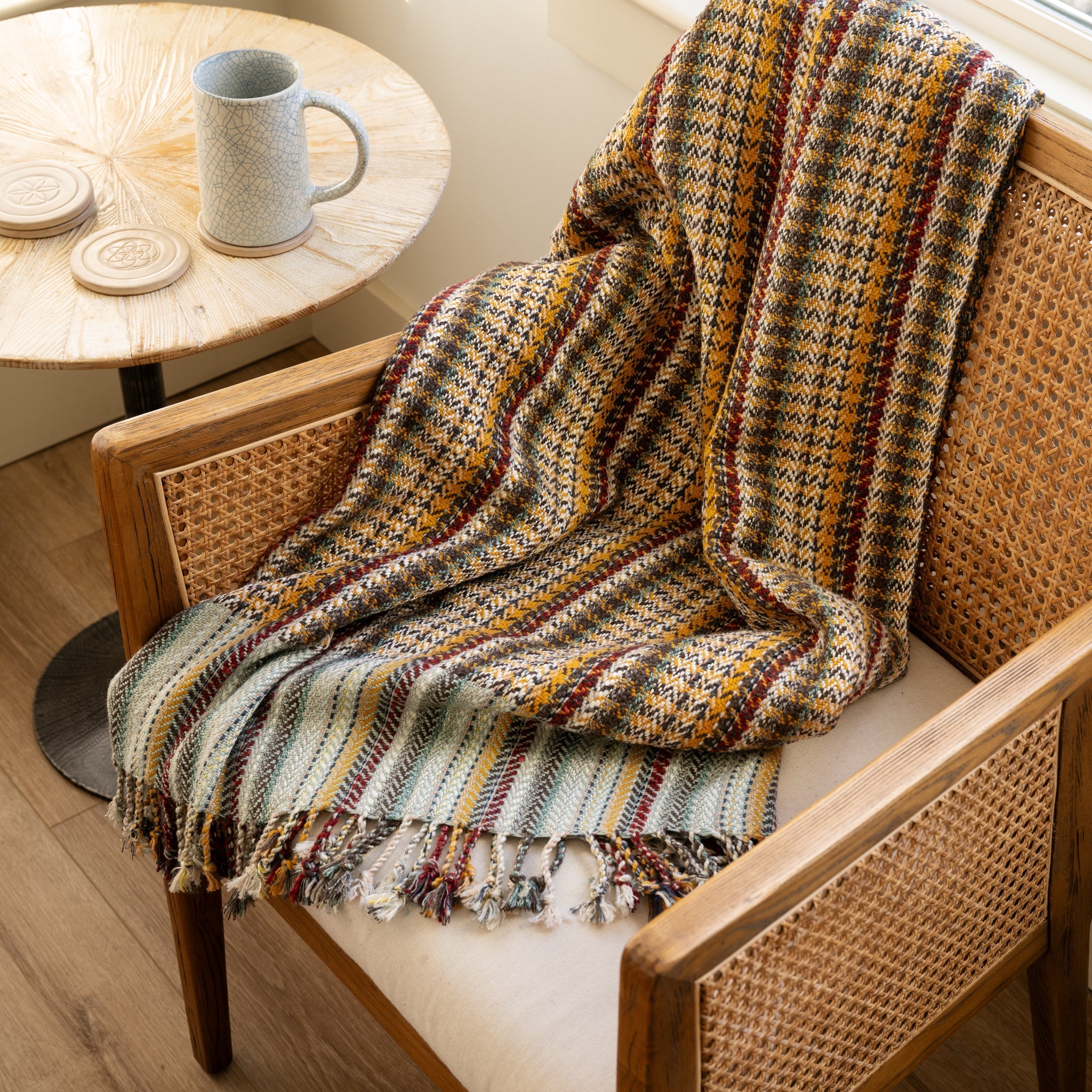 Arama Fringed Silk and Banana Fiber Throw