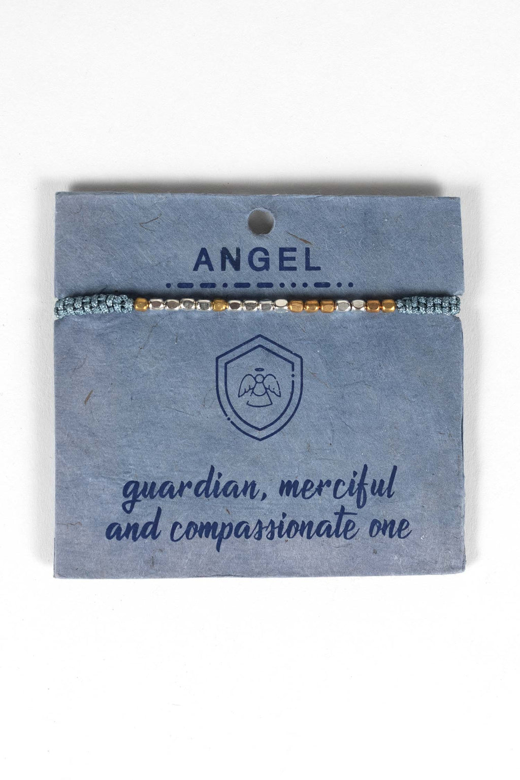 Bracelet ANGEL Morse code w/card blue/cppr/silv