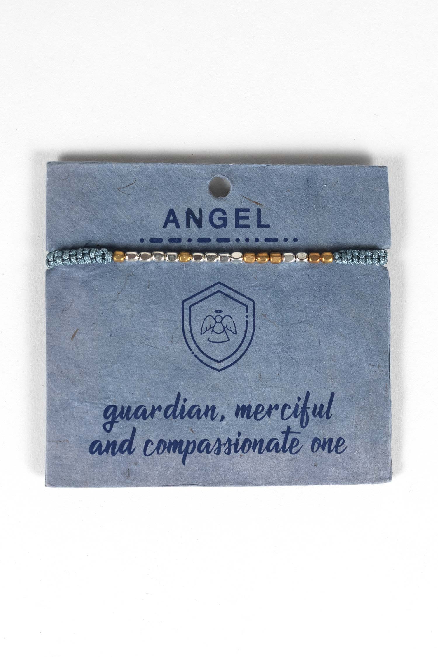 Bracelet ANGEL Morse code w/card blue/cppr/silv