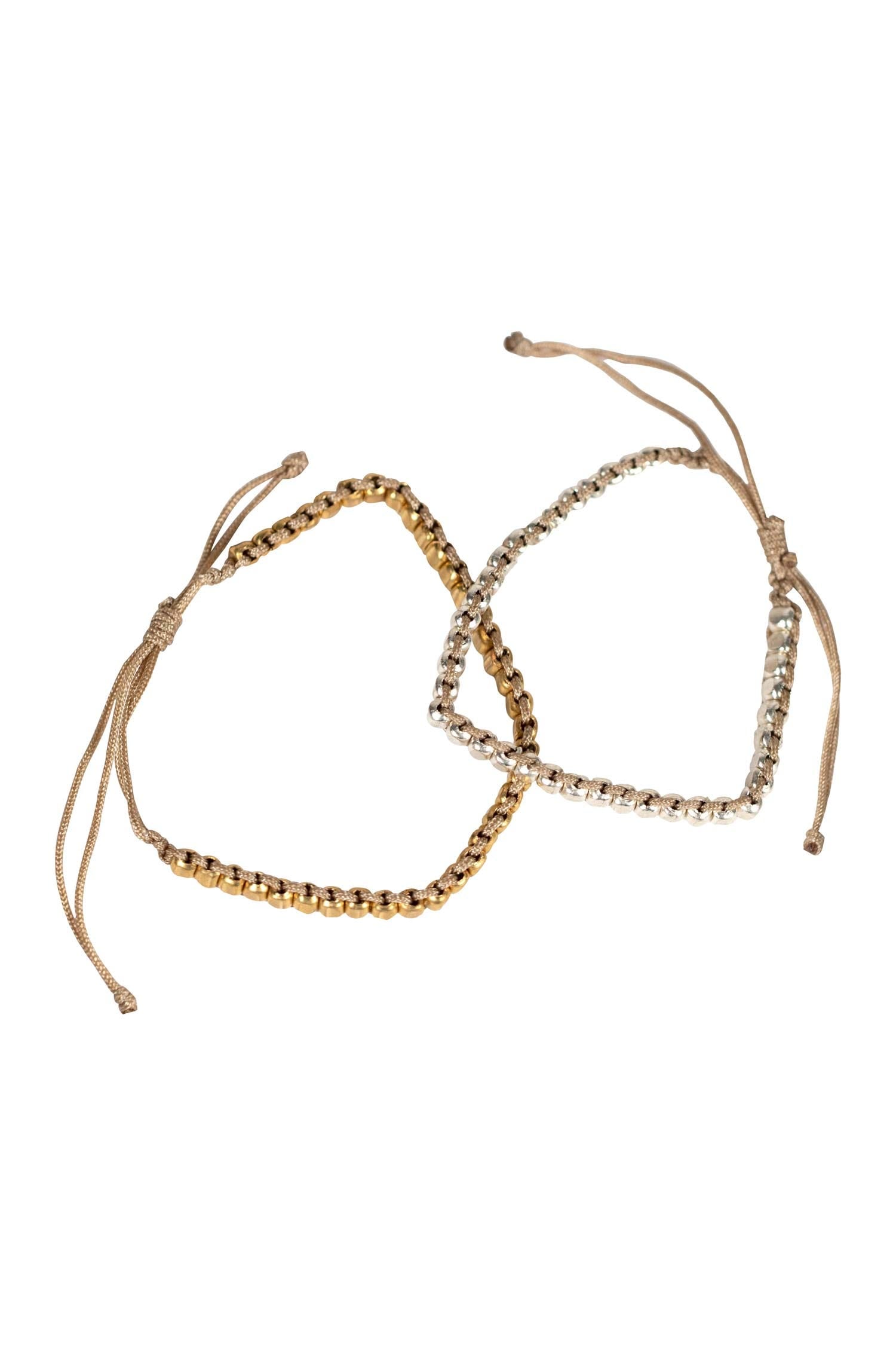 Bracelets SOUL SISTERS set/2 mtl/nylon silv/gld