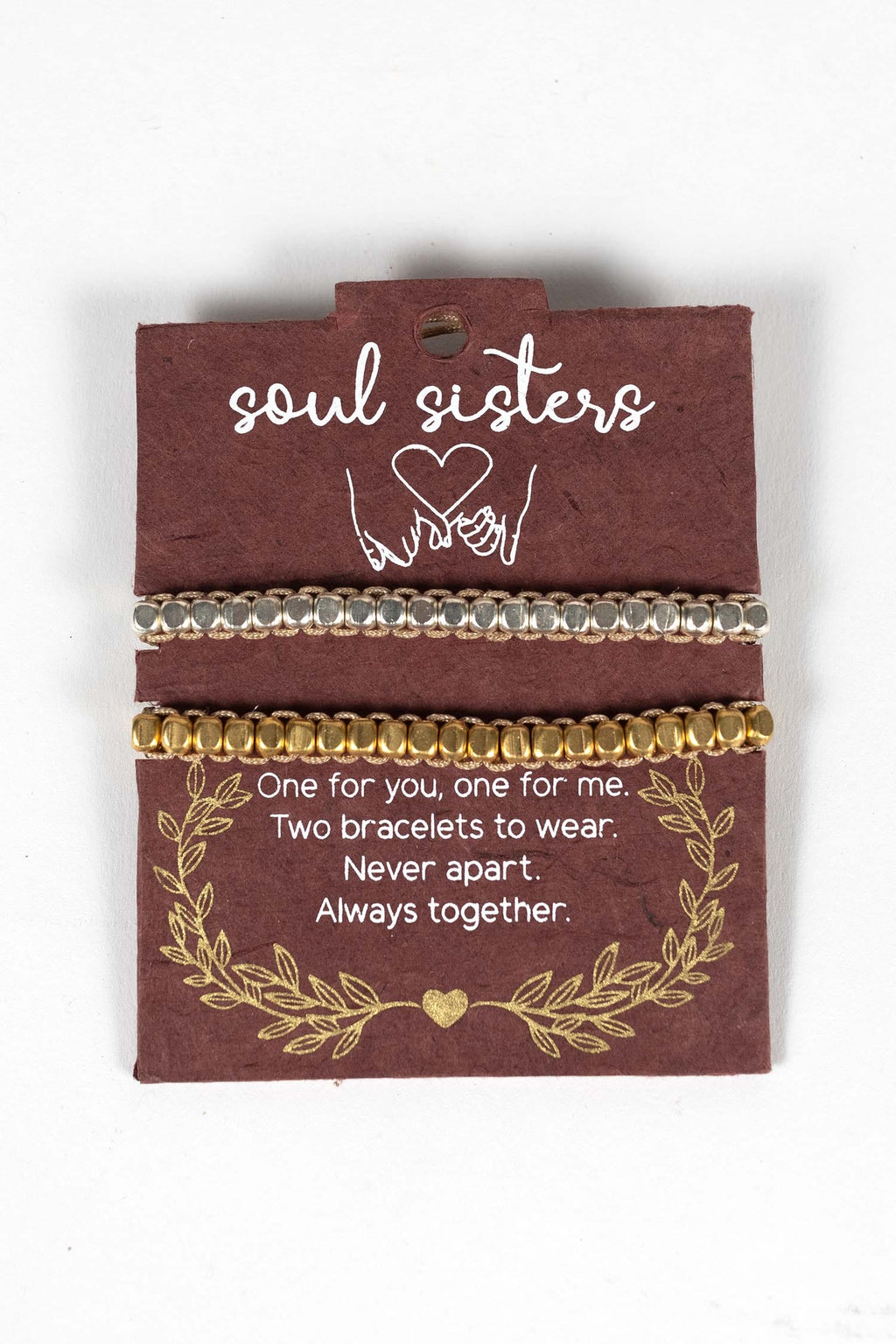 Bracelets SOUL SISTERS set/2 mtl/nylon silv/gld