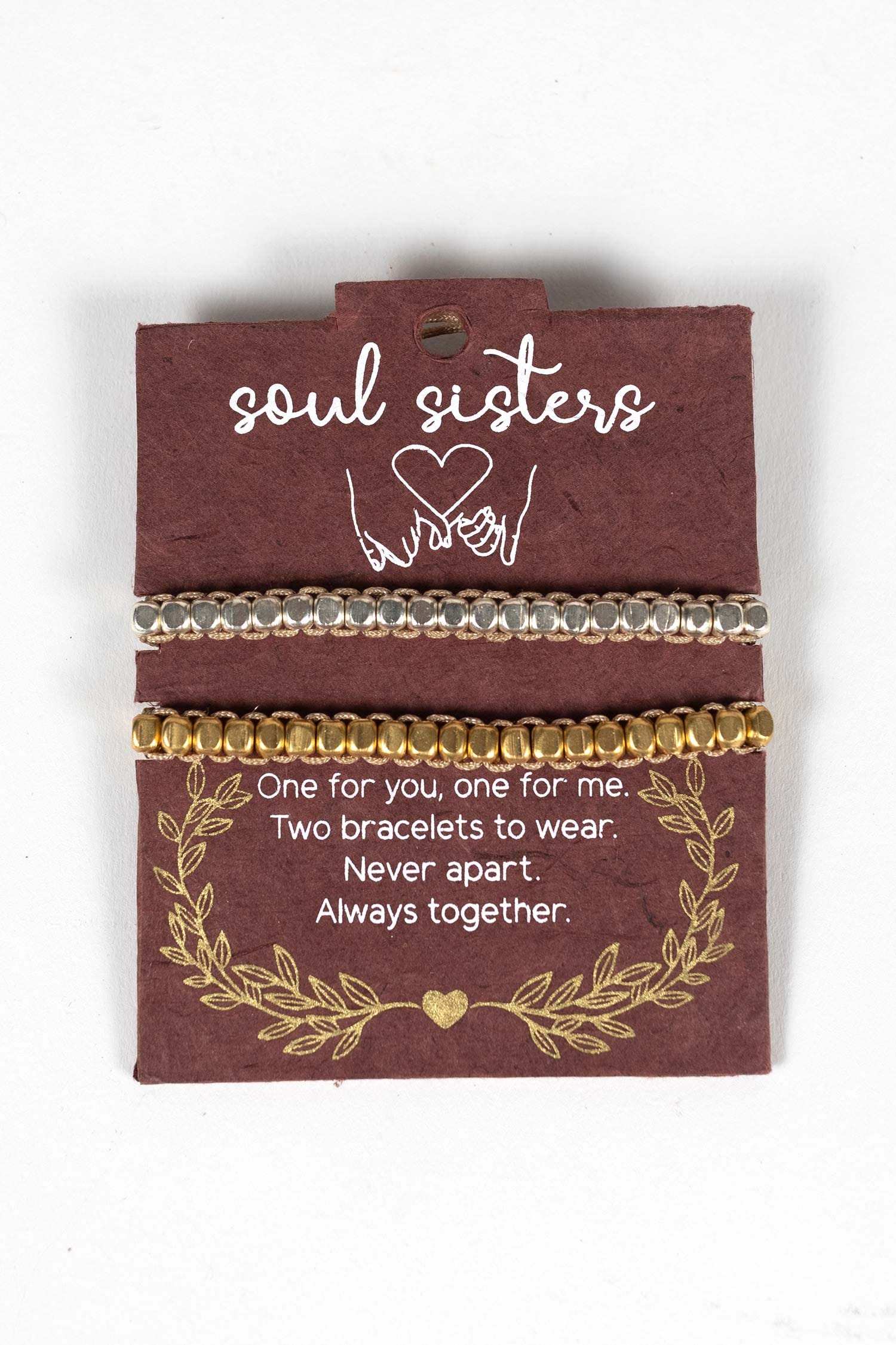 Bracelets SOUL SISTERS set/2 mtl/nylon silv/gld