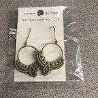 Earrings circle macrame dew drop mtl/nylon 2L tan